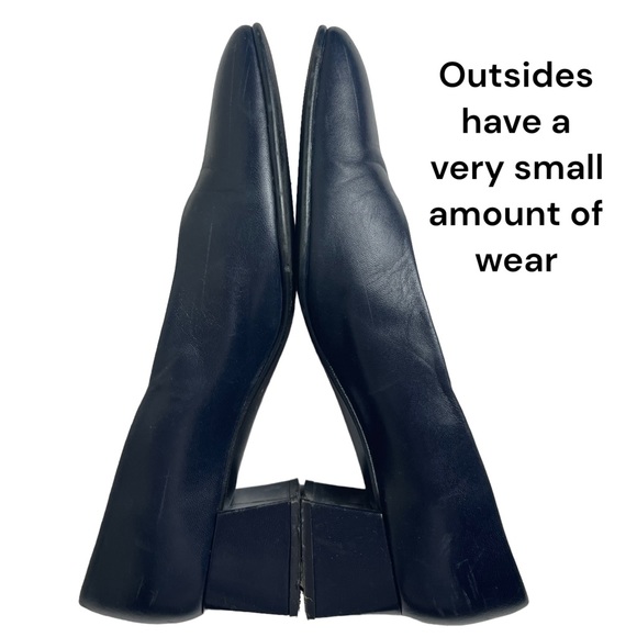 ETIENNE AIGNER Sarah Dark Navy Squared Toe Leather Low Heel Pumps - Size 7 M - Picture 11 of 16